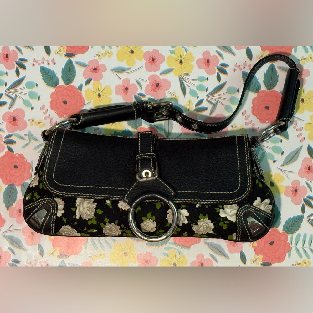 Dolce & Gabbana Floral Canvas & Leather Shoulder Bag Black Multi EUC MSRP $2200 - Picture 4 of 16